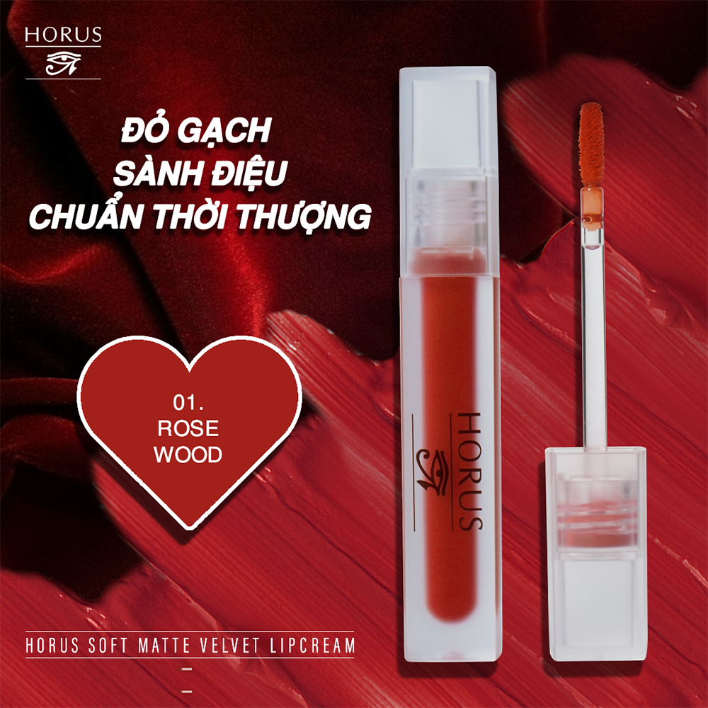 01. Đỏ Gạch Son Kem Horus Son Kem Soft Matte Velvet Lipcream 3g