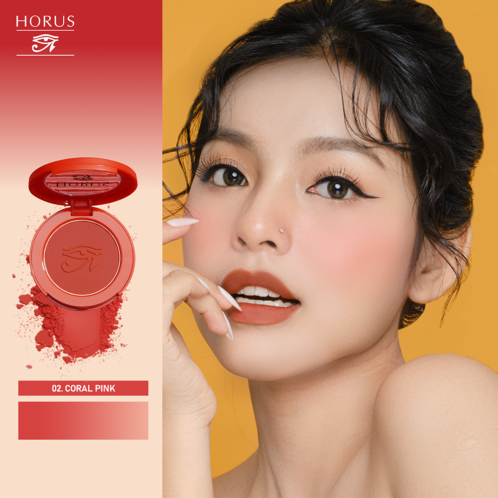 02. Hồng San Hô Phấn Má Horus Phấn má Long - Lasting Blusher 4g