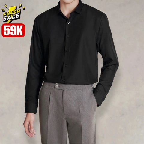  Áo Sơ Mi Eric Tailor Vải Xước Texture Slim Fit - Đen 