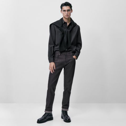  Áo Sơ Mi Eric Tailor Vải Texture Họa Tiết Chìm  -  Đen 