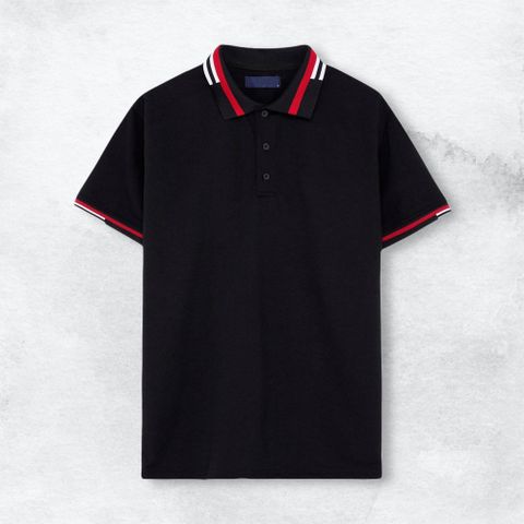 Polo FR phối cổ viền - Đen