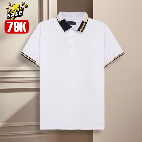  Polo FR phối cổ viền vàng - Trắng 