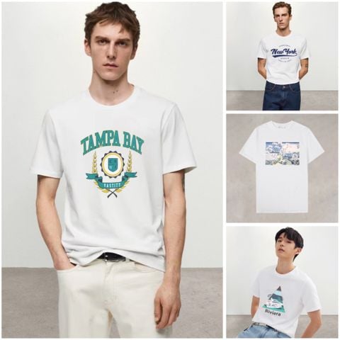  (Hàng Outlet không đổi trả) Thun Unisex Trắng - Random Mẫu 