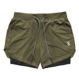  Quần Shorts Thể Thao 2 lớp - Rêu | Ghi Sáng 