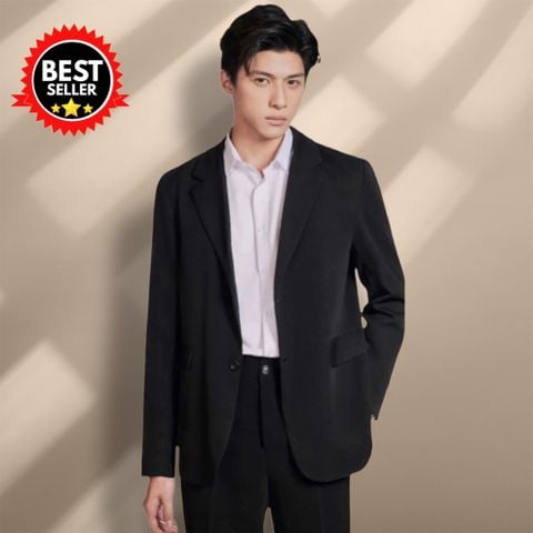  Blazer cao cấp 3 lớp Relax Fit Basic - Đen 