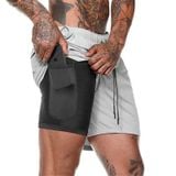  Quần Shorts Thể Thao 2 lớp - Rêu | Ghi Sáng 