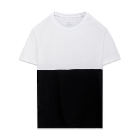  Tee Regular Fit Phối Thân - Trắng Đen 