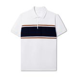  T2 Polo Kẻ Thân To - Trắng (Hàng Outlet không đổi trả) 
