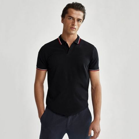  Polo ZR viền cổ -  Đen 
