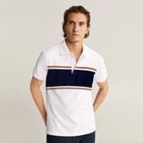  T2 Polo Kẻ Thân To - Trắng (Hàng Outlet không đổi trả) 