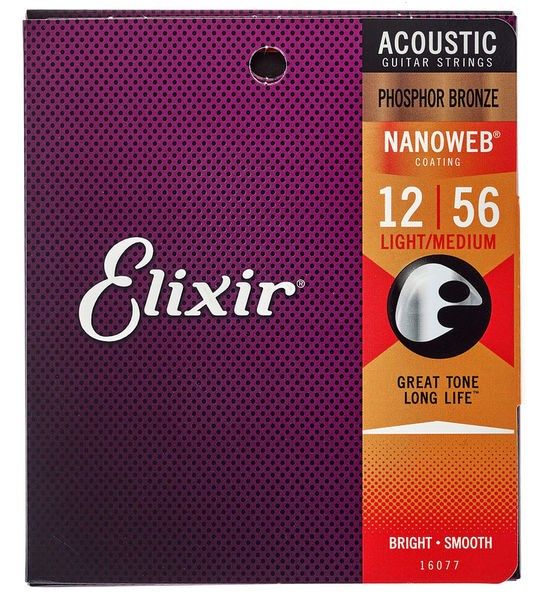  Elixir 16077 Acoustic 12-56 Phosphor Bronze Nanoweb 