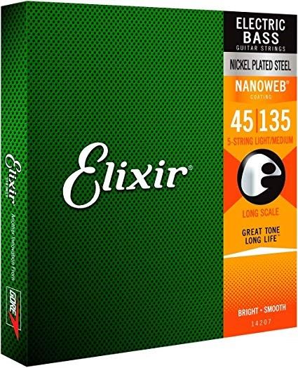  Elixir 14207 5-string Bass Electric 45-135 Nanoweb 