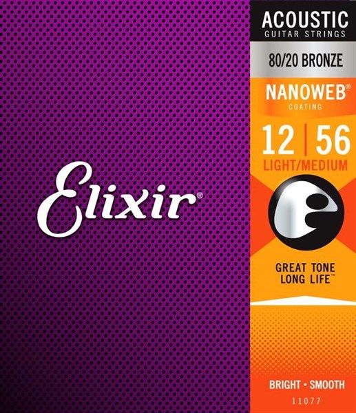  Elixir 11077 Acoustic 12-56 80/20 Bronze Nanoweb 