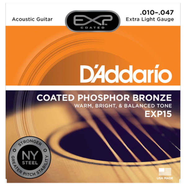  Dây Acoustic D'Addario EXP15 10-47, Coated Phosphor Bronze 