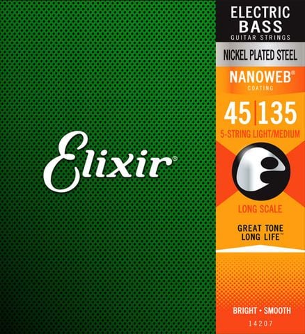  Elixir 14207 5-string Bass Electric 45-135 Nanoweb 