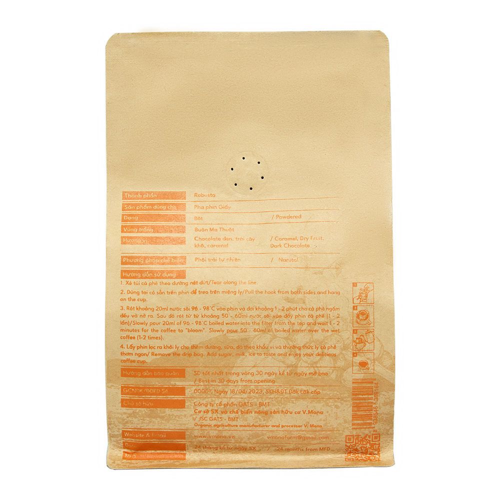 Cà Phê Hữu  Cơ Nguyên Chất V.Mona - Robusta Organic Black (10x 19g)