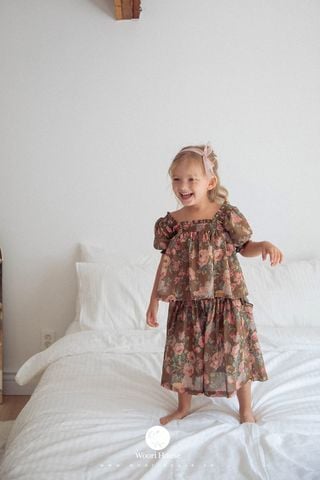 NN - Áo Aloha hoa nhí cổ vuông