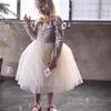 LC- Váy nhung chân tulle Donna kèm cài nơ đính trai