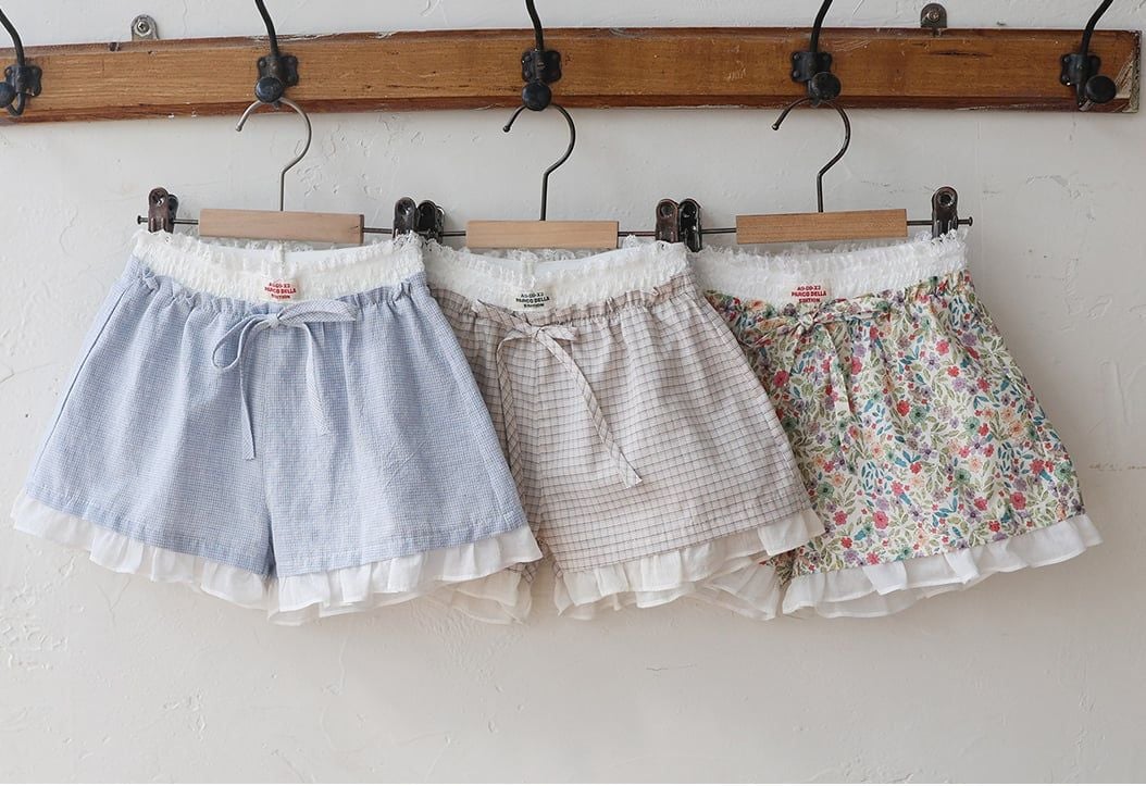 FL - Quần sooc kẻ Miley gấu ren