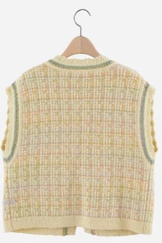 Áo Gradation Tweed Open Vest