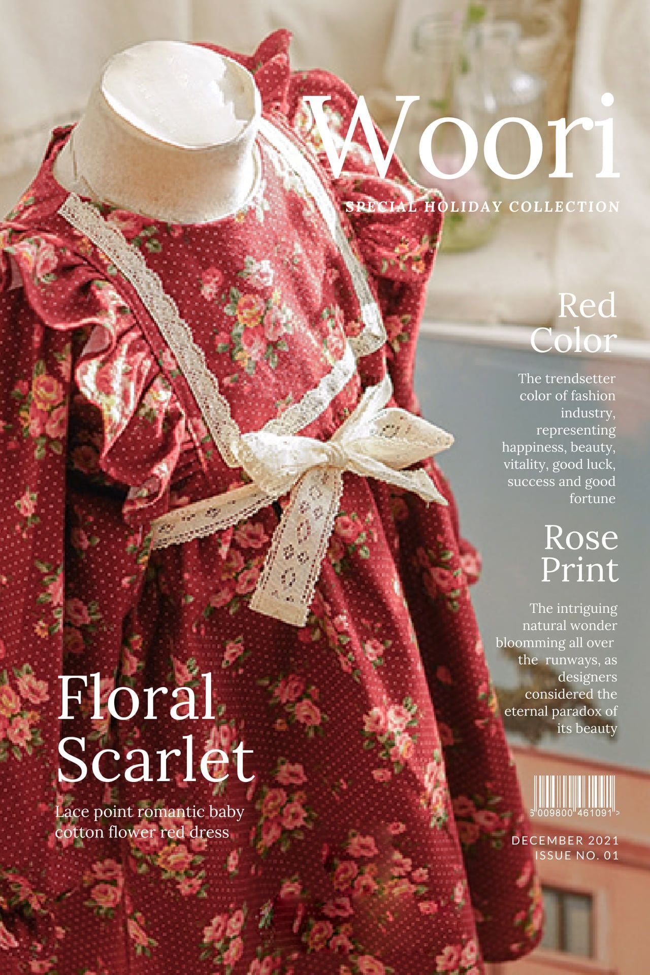 AR Váy Floral Scarlet đỏ hoa nhí