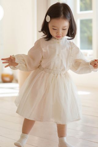 AR Chân váy Dew Cotton thêu ren phủ voan