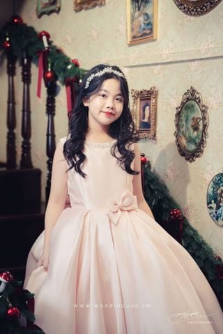 Premium - Váy Premium Pink Satin hồng sát nách cài nơ