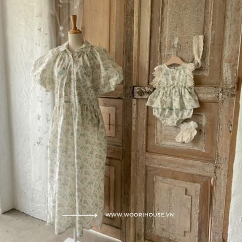 HBB - Suit Gloria tay viền ren xanh lá