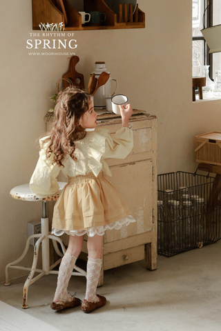 Chân váy cotton Charmant gấu ren