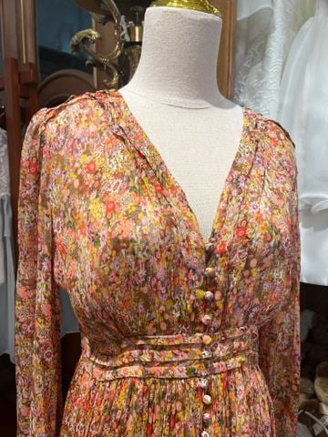 MOM - Bere Váy nền nâu hoa nhí hồng cúc bọc