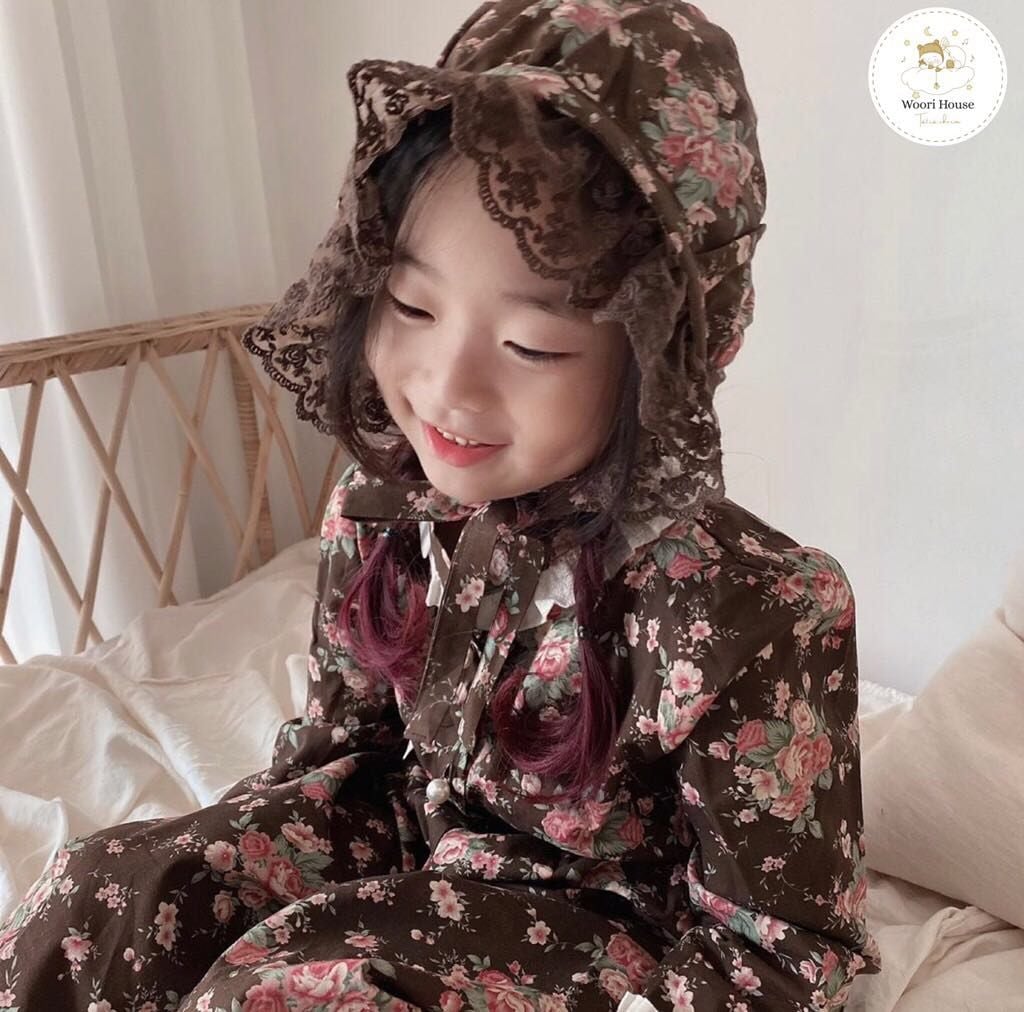 Mũ Bonnet Chestnut nâu hoa nhí