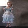 LC-Váy nhung xanh Freya thủ công kèm nơ cài đính trai và belt lụa