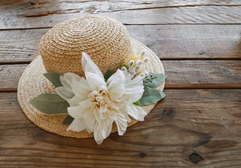 FL Mũ cói Anna hoa lụa