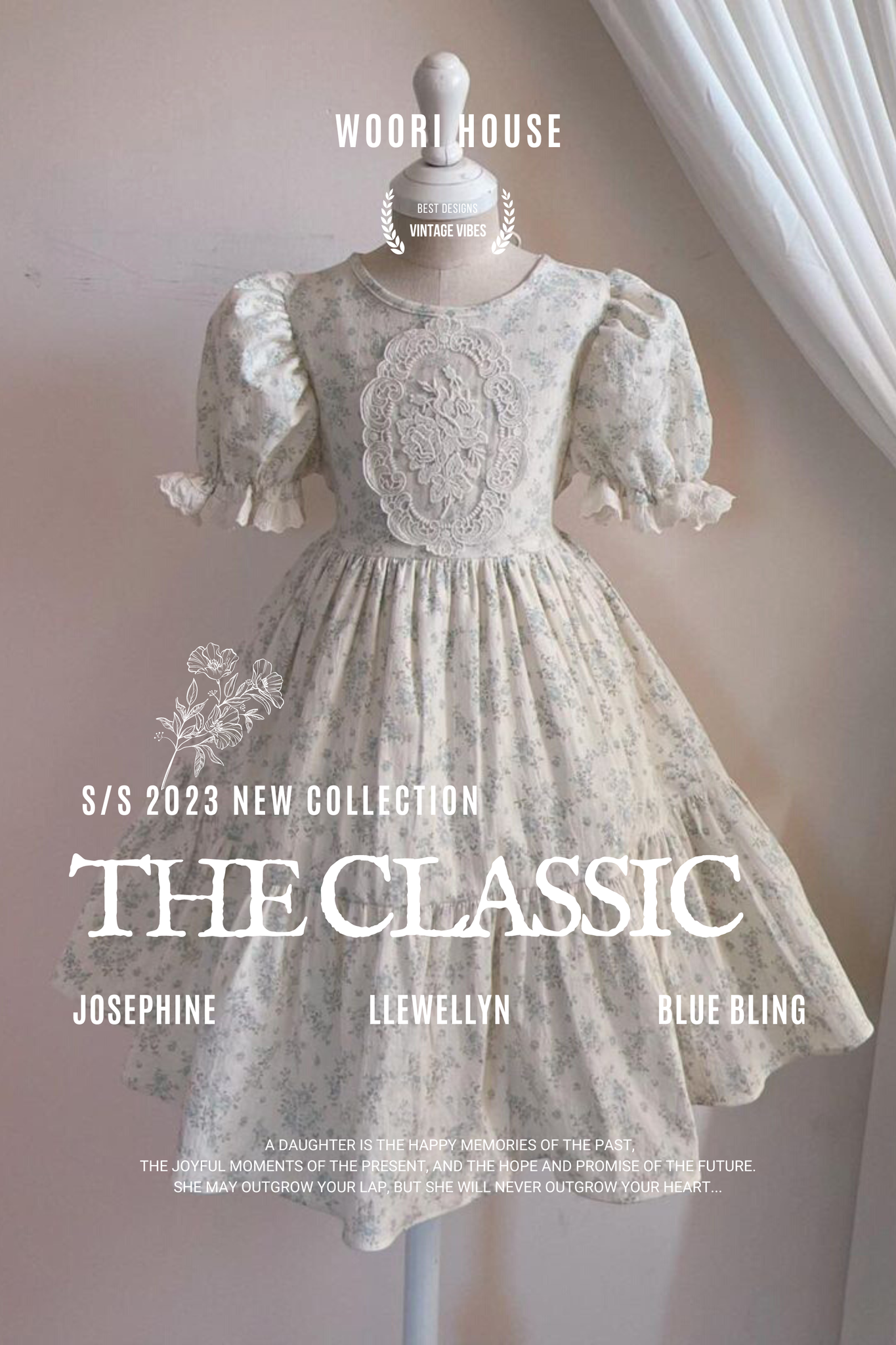 Váy Josephine hoa xanh