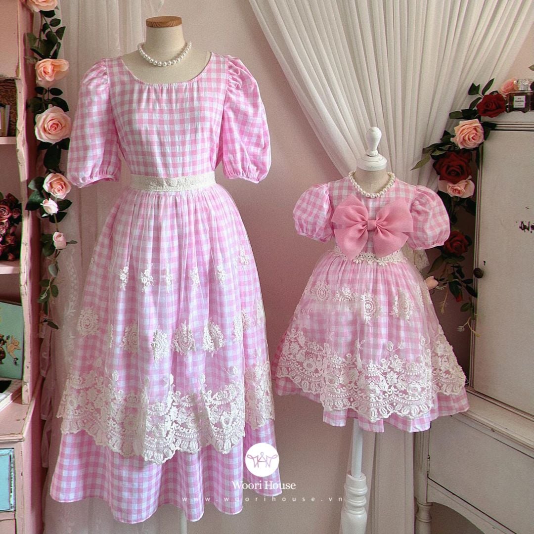 EC Váy Bon Gingham hồng SPECIAL