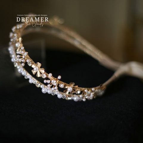 LC- Bờm thủ công Ella đính trai và pha lê