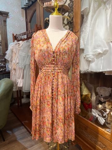 MOM - Bere Váy nền nâu hoa nhí hồng cúc bọc