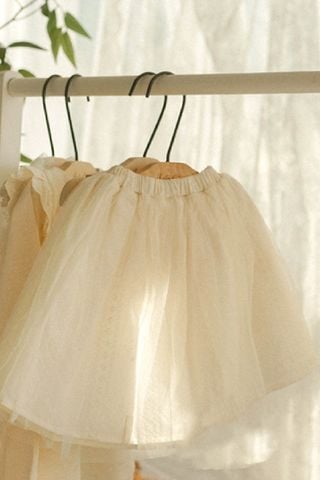 AR Chân váy Dew Cotton thêu ren phủ voan
