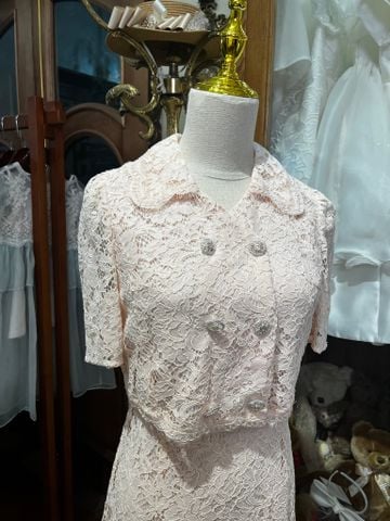 MOM - LYNN  Váy ren hồng cúc hoa silver