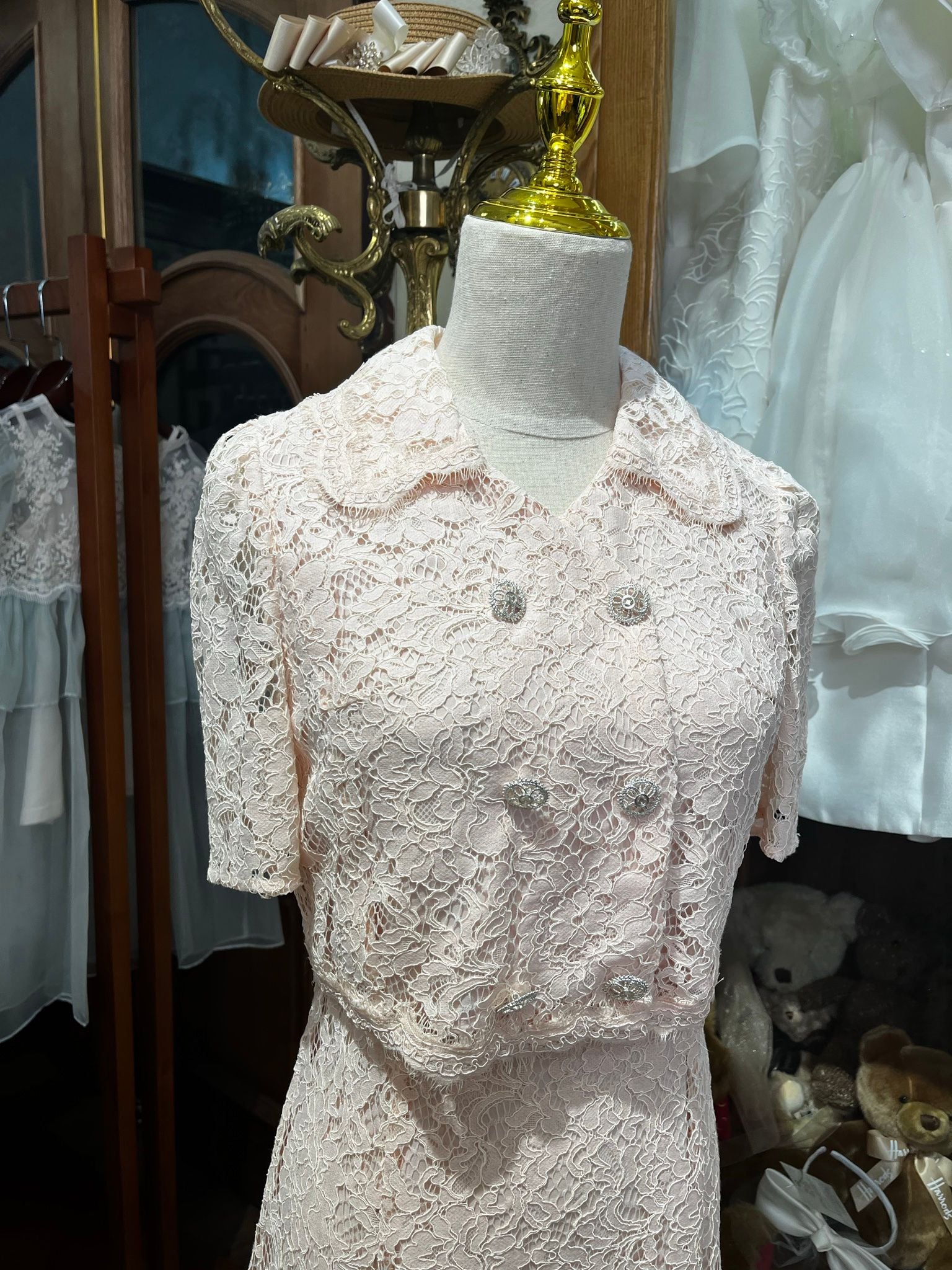 MOM - LYNN  Váy ren hồng cúc hoa silver