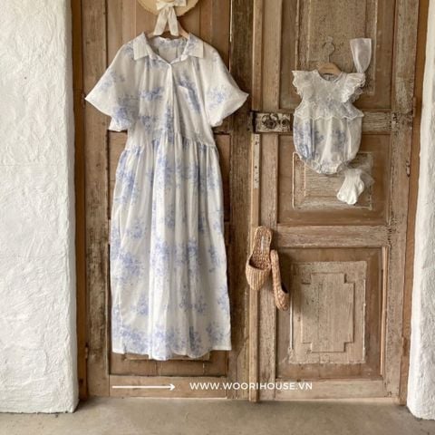 HBB - Body suit Helena ren ngực hoa xanh dương