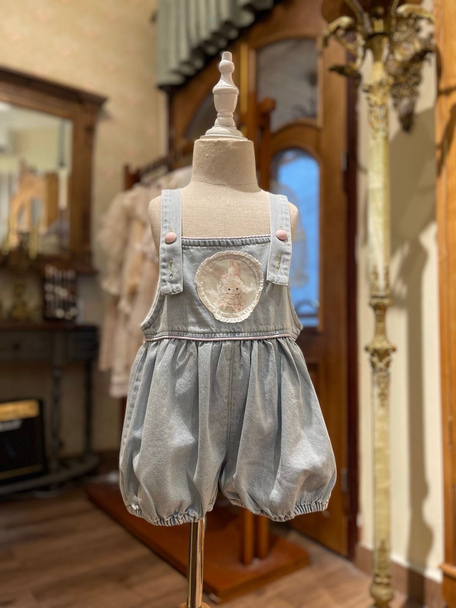 AiAi -  Quần yếm denim đuôi thỏ Bunny