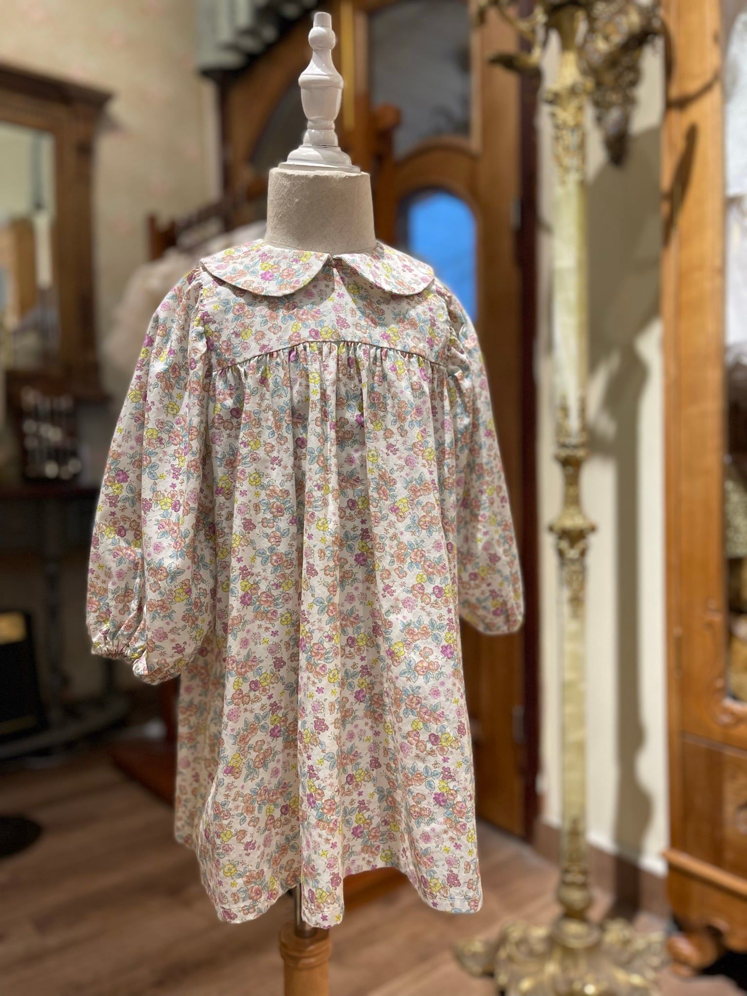 BBS -  Váy Spring hoa nhí hồng vàng cổ sen