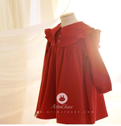 AR- Váy Collar Red cổ thuỷ thủ viền bèo