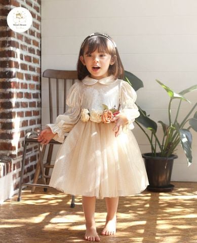 LC Váy Velvet Almira nhung phối voan bling