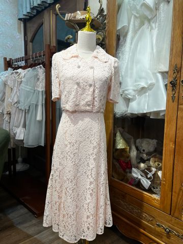 MOM - LYNN  Váy ren hồng cúc hoa silver