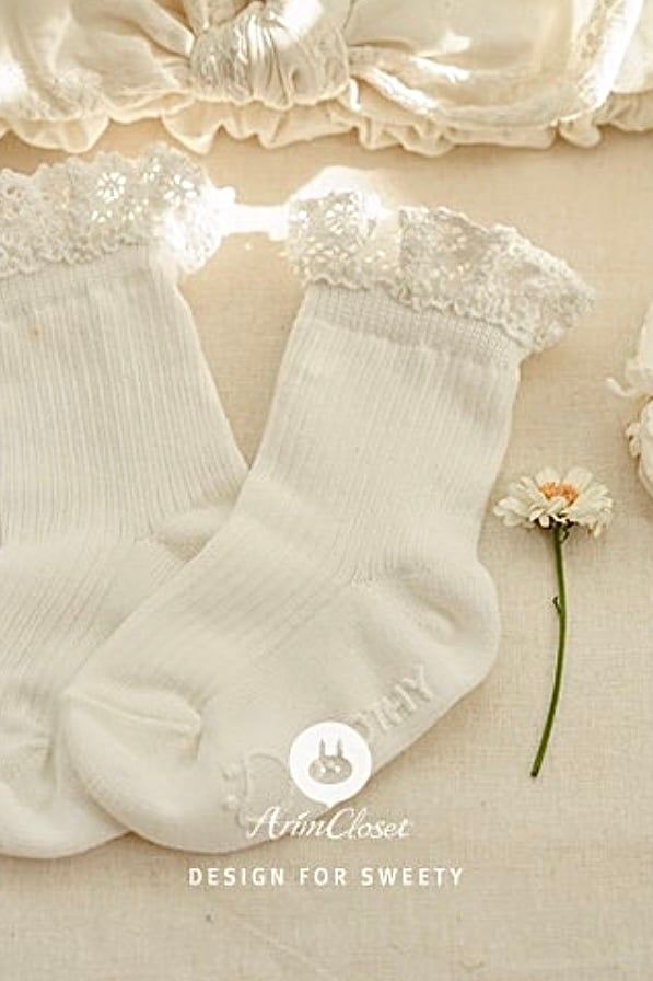Tất Ivory Lace cotton len