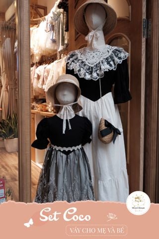Set đôi mẹ và bé - Coco đơn sắc cổ điển