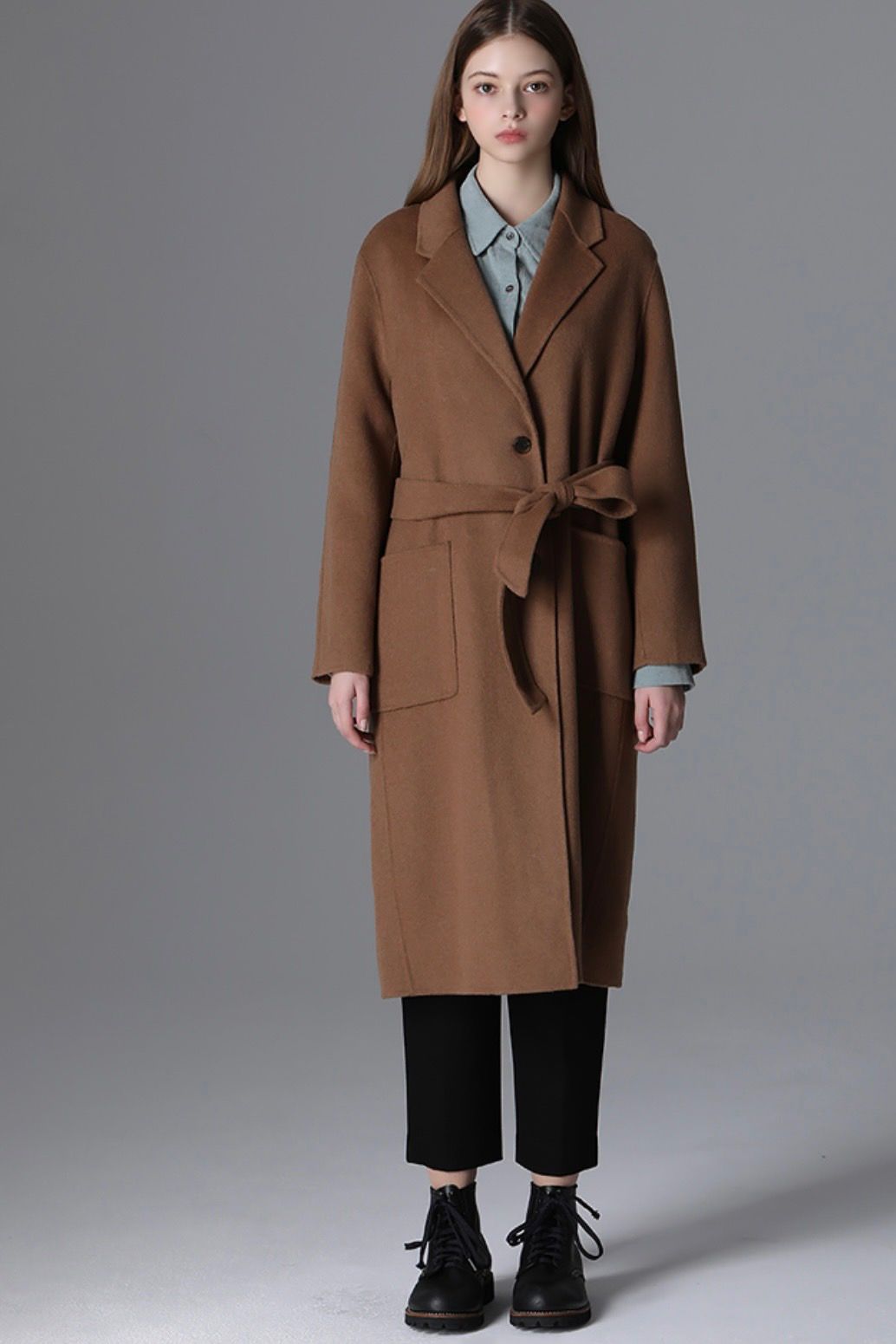 MOM- LI Áo Trenchcoat dạ kèm đai Xenia