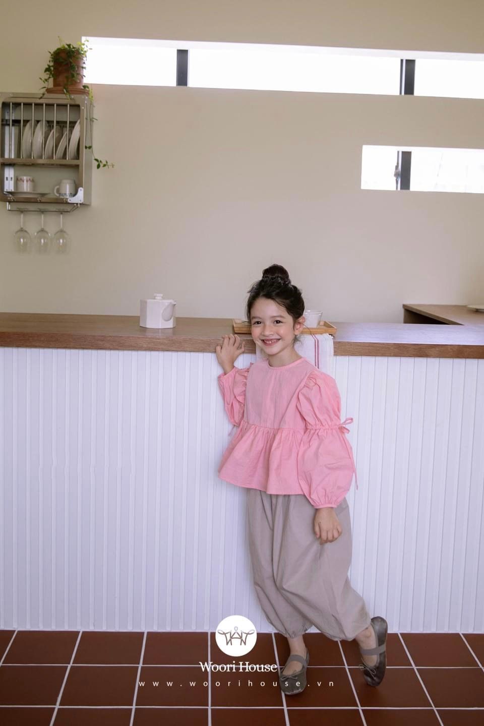 NN Áo Cherry Blouse dáng suông